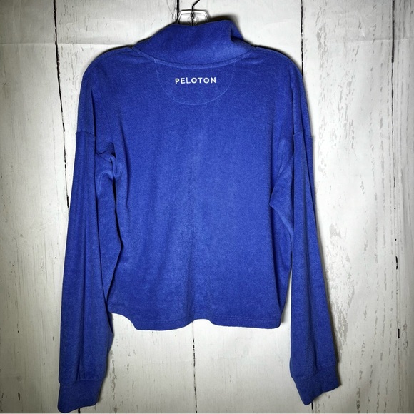 Peloton Terrycloth 1/4 Zip Pullover Cropped Oversized Swearshirt Size Small EUC - Picture 6 of 12